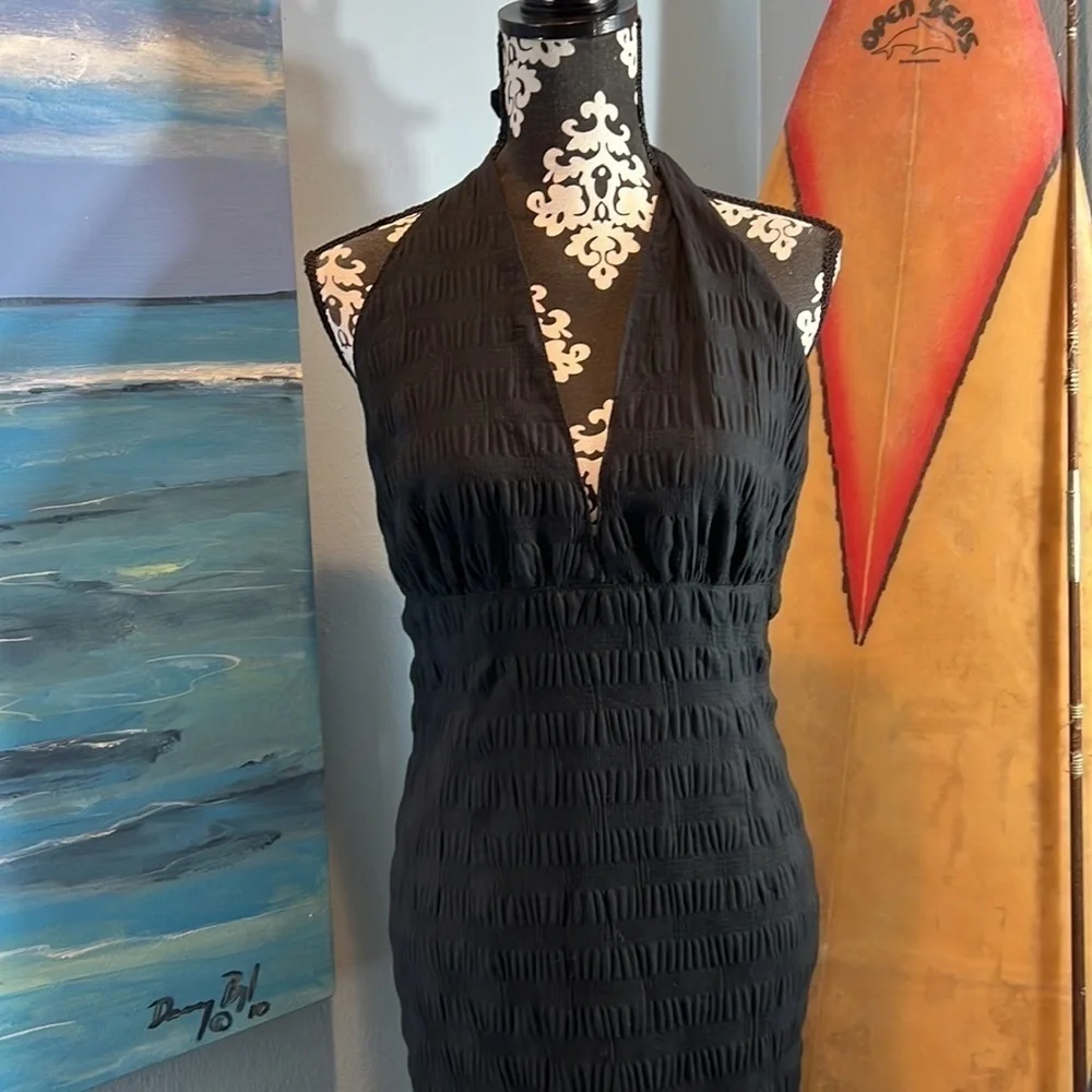 Gorgeous Lightweight Open-Back Halter-Designed Dress,Smocked Fabric,Flirty & Fun - Picture 9 of 10
